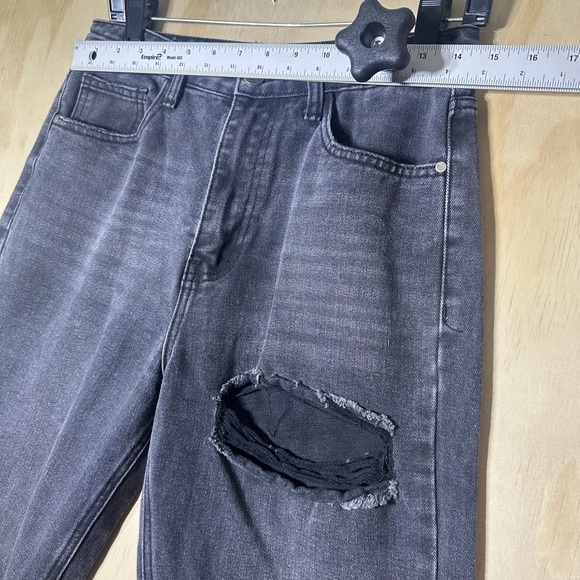 Nasty Gal Collection Black Wash Distressed Jeans Size 38 - Picture 4 of 11